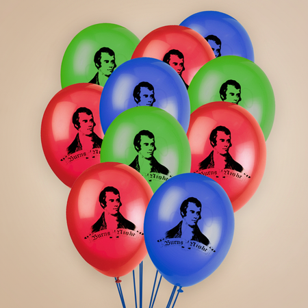 Realistic Burns balloons on a neutral background