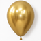 Realistic gold chrome balloon close up against a white wall with soft light and shade, in square format
