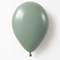 Realistic laurel green balloon close up against a white wall with soft light and shade, in square format