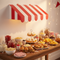 3D Red and White Awning Card Wall Decoration - 63cm
