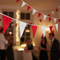 Red and White Fabric Bunting Indoor Setting