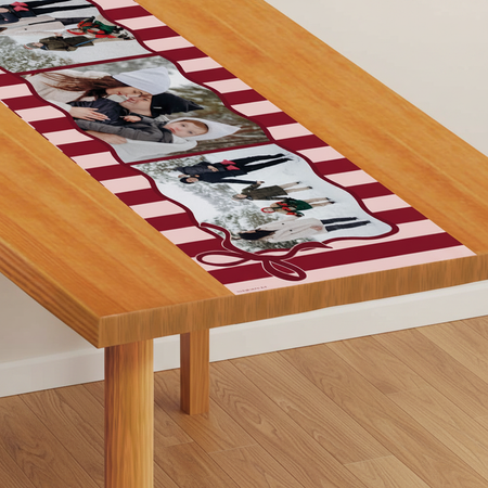 Red Pink Stripe Table Runner - Same Angle + Background Added