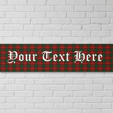 Red Tartan Banner on White Brick Wall