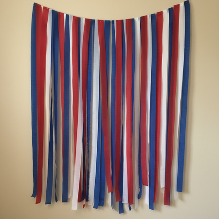 Red White Blue Paper Curtain on Wall with Light and Shade