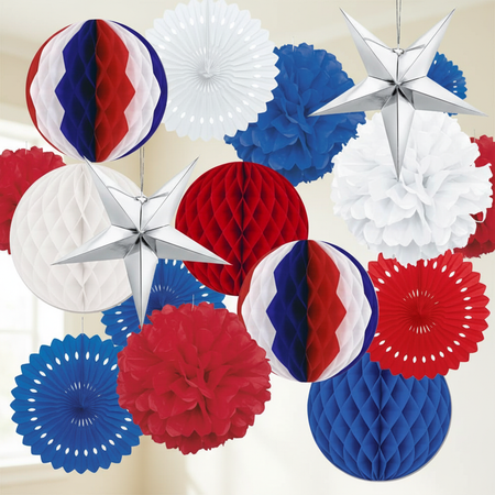 Red White Blue Party Decoration Kit with Room Background