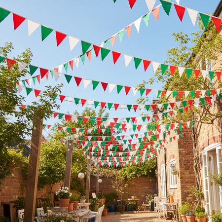 Red White Green Bunting Outdoor Party Setting