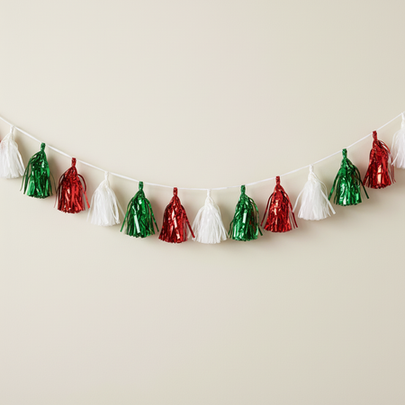 Red White Green Tassel Garland Wall