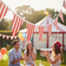 Red & White Striped Bunting Outdoor Party Setting