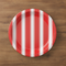 Red & White Striped Plate Flat Lay on Wood Table