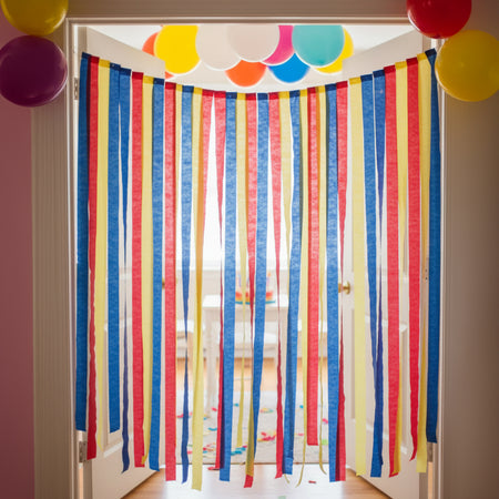 Red, Blue and Yellow Paper Streamer DIY Backdrop Kit