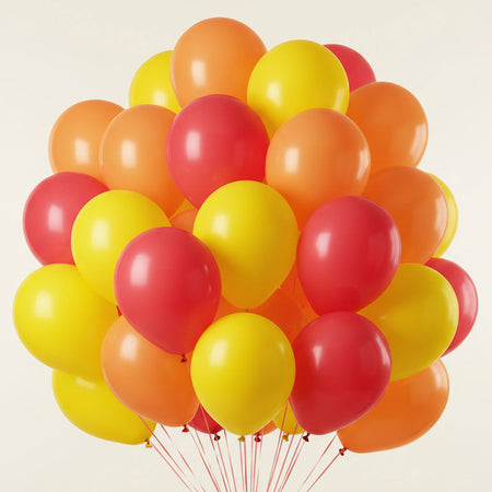 Red, Orange and Yellow Latex Balloons - 10