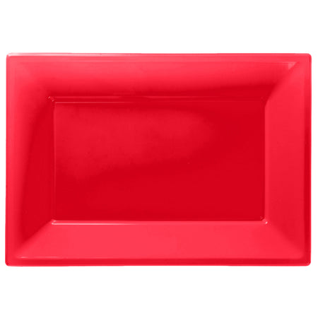 Red Rectangle Shaped Serving Platters - 23cm x 32cm - Pack of 3