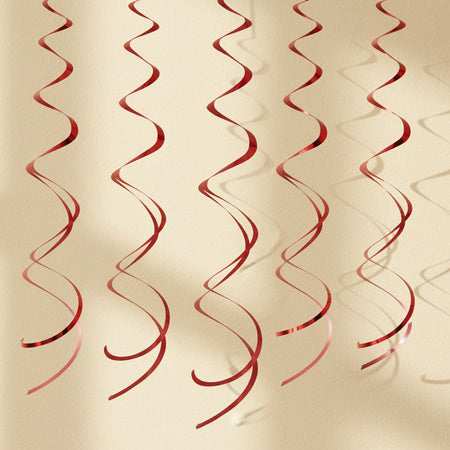 Red Twirly Hanging Swirl Decorations - 66cm - Pack of 8
