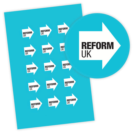 Reform UK Party Stickers - 58mm - Sheet of 15