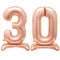 Rose Gold Number 30 Air-Filled Standing Balloons - 30