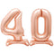Rose Gold Number 40 Air-Filled Standing Balloons - 30