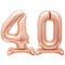 Rose Gold Number 40 Air-Filled Standing Balloons - 30