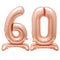 Rose Gold Number 60 Air-Filled Standing Balloons - 30