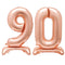 Rose Gold Number 90 Air-Filled Standing Balloons - 30