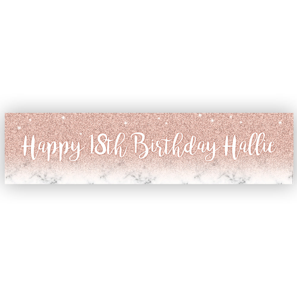 Rose Gold Glitter Personalised Banner - 1.2m