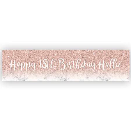 Rose Gold Glitter Personalised Banner - 1.2m