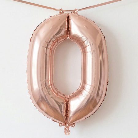 Rose Gold Number 0 Air-Fill Foil Balloon - No Helium Required! - 16