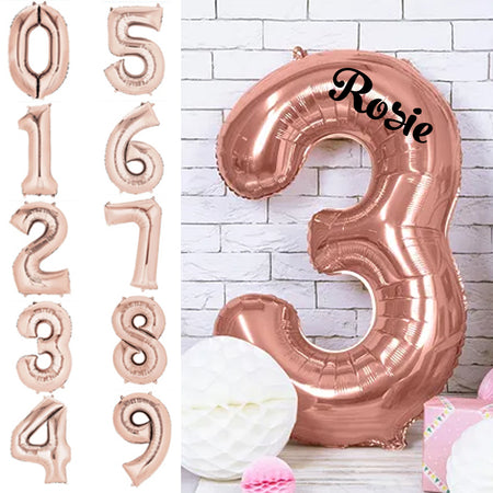 Personalised Inflated Single Number Rose Gold Giant 35