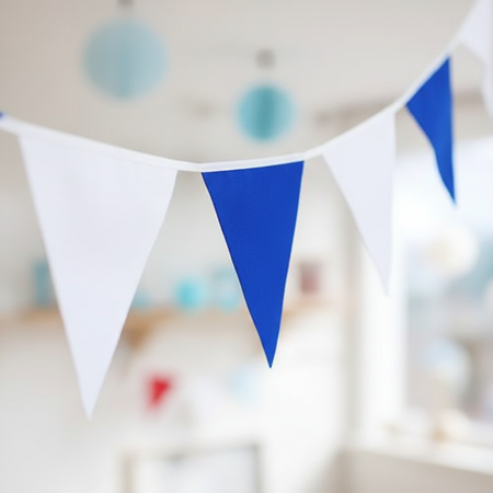 Royal Blue and White Bunting Close-Up