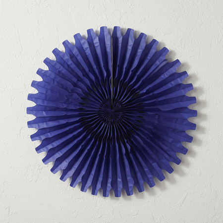 Royal Blue Paper Fan on Wall