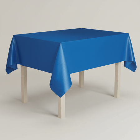 Royal Blue Tablecloth on Table with Legs and Background