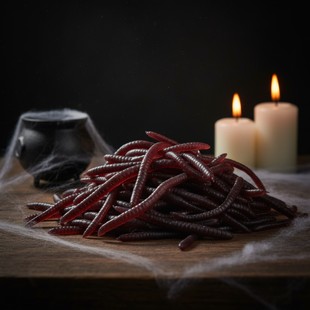 Rubber Worms on Halloween Table Setting