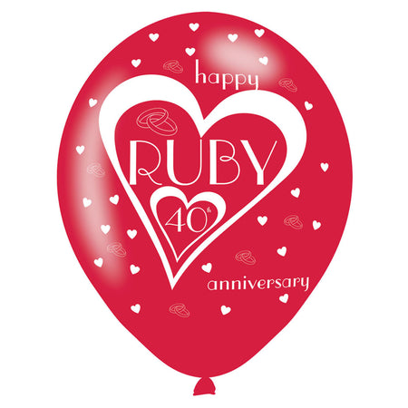 Ruby 40th Anniversary Latex Balloons - 11