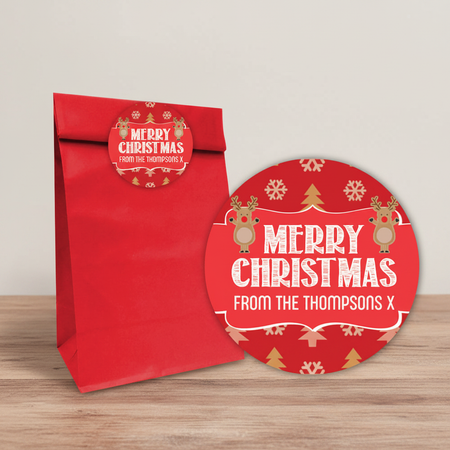 Rudolph Sticker Party Bag - Wood Table Neutral Wall
