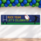 Rugby banner with matte blue and green balloons