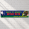 Rugby birthday banner on a white brick wall with natural light and shade, in square format