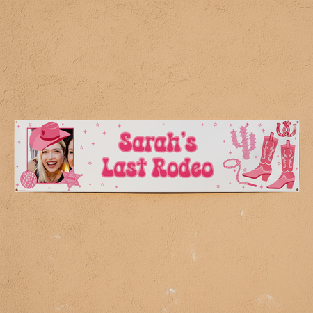 Sarah's Last Rodeo Pink Cowgirl Banner Sandy Wild West Wall