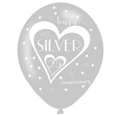 Sparkling Silver Anniversary Latex Balloons - 11