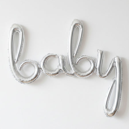 Baby Silver Script Phrase Air-Fill Foil Balloon - 39