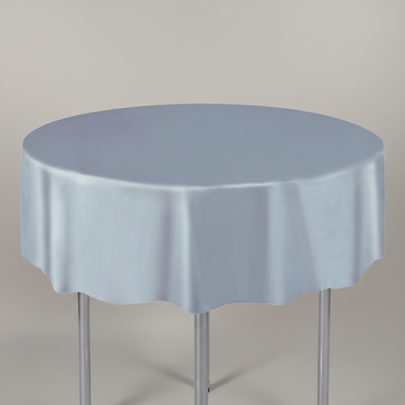 Silver Round Plastic Tablecloth - 2.13m