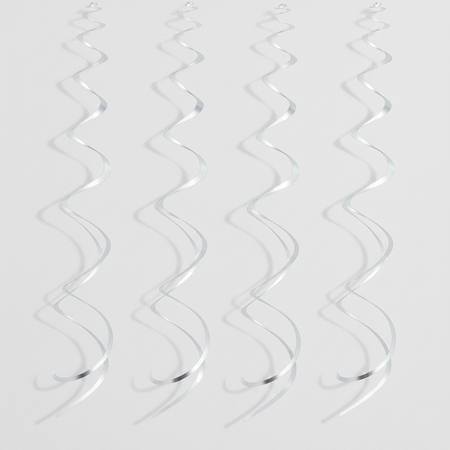 Silver swirls against a white wall