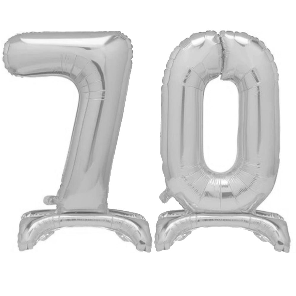 Silver Number 70 Air-Filled Standing Balloons - 30"