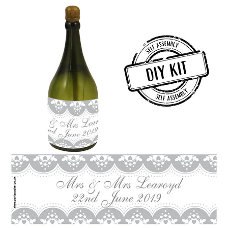 Silver Hearts Personalised Mini Champagne Bubbles - Pack of 16