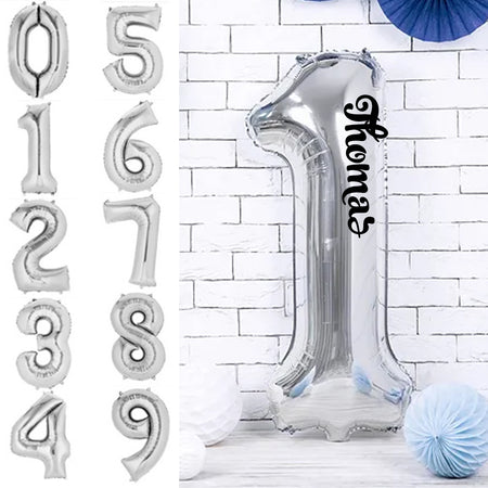 Personalised Inflated Single Number Silver Giant 35