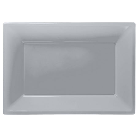 Silver Rectangle Shaped Serving Platters - 23cm x 32cm - Pack of 3