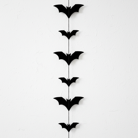 Single Bat Garland Centred White Textured Wall