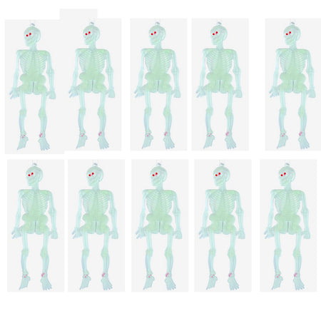Glow In The Dark Rubber Skeletons - 14cm - Pack of 10