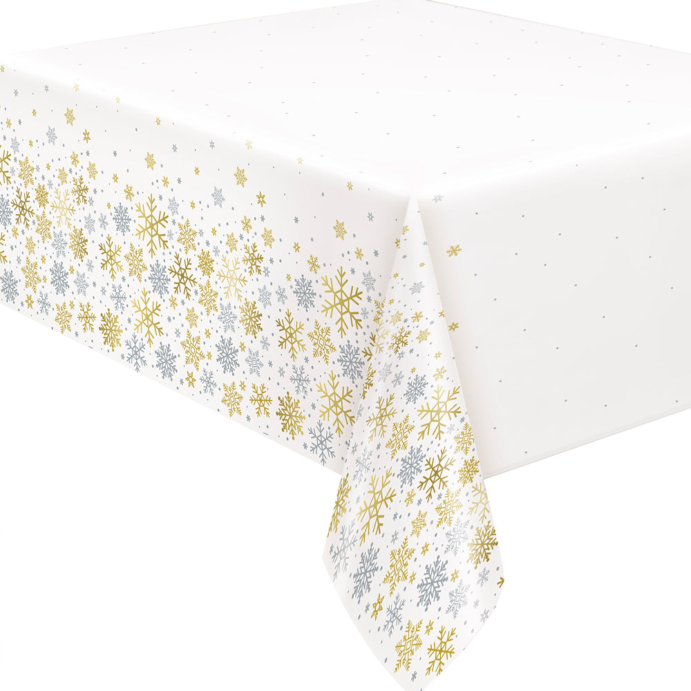 Christmas Snowflakes Plastic Tablecloth - 1.37m X 2.13m