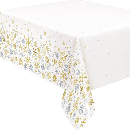 Christmas Snowflakes Plastic Tablecloth - 1.37m X 2.13m