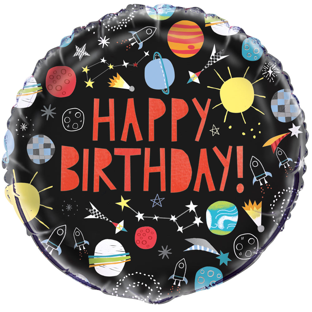 Outer Space Happy Birthday Foil Balloon - 18"