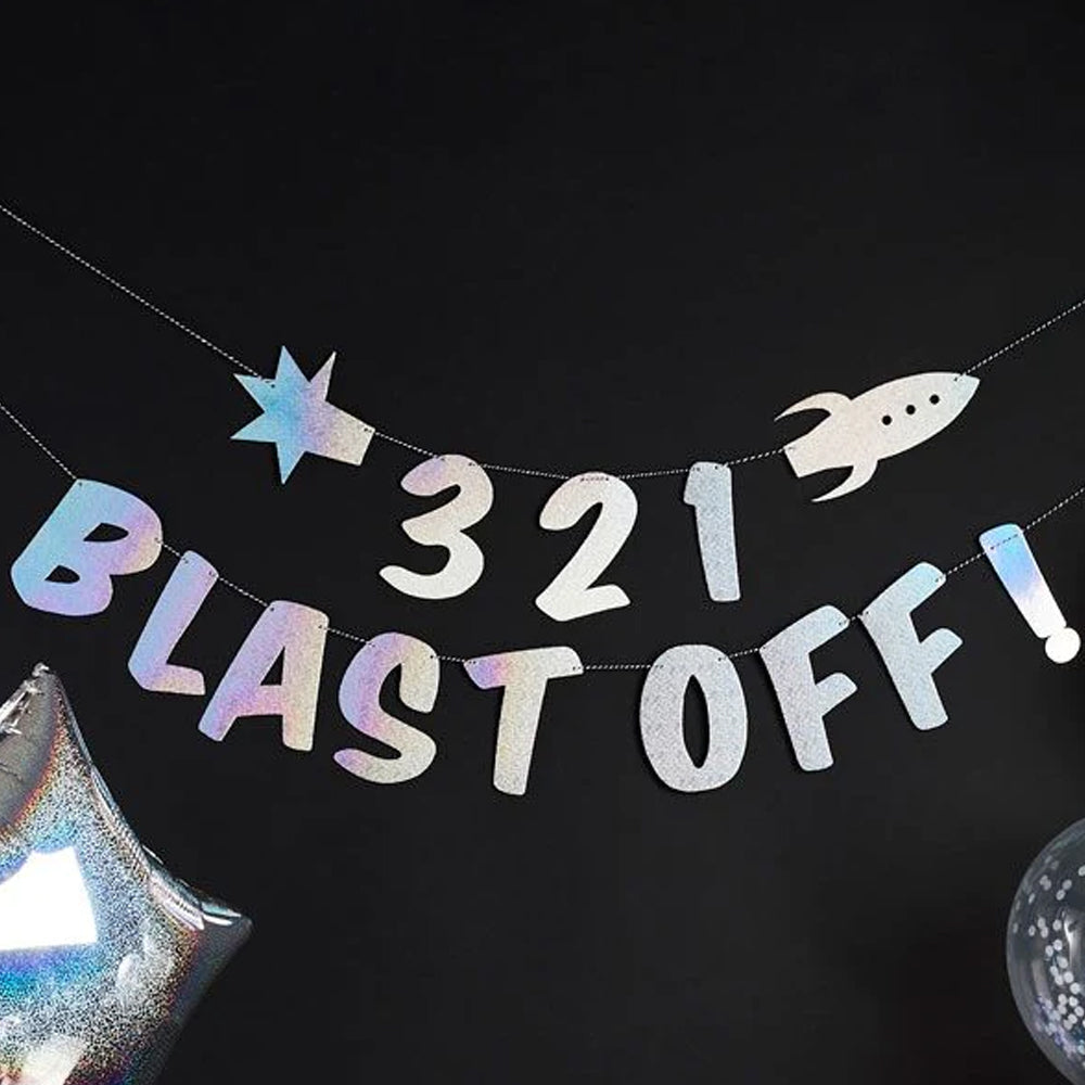 3, 2, 1 Blast Off Space Banner Decoration - 2m